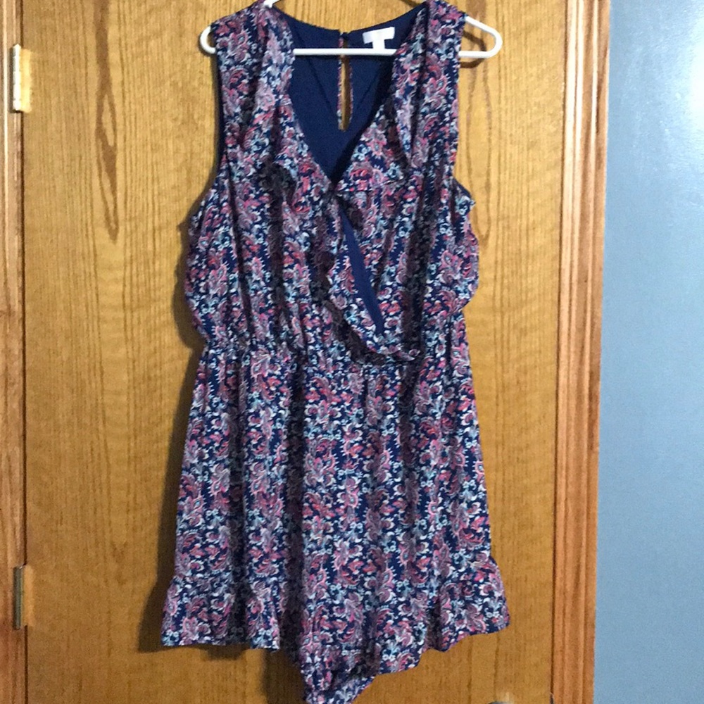 Hot Pink and Navy Blue Romper